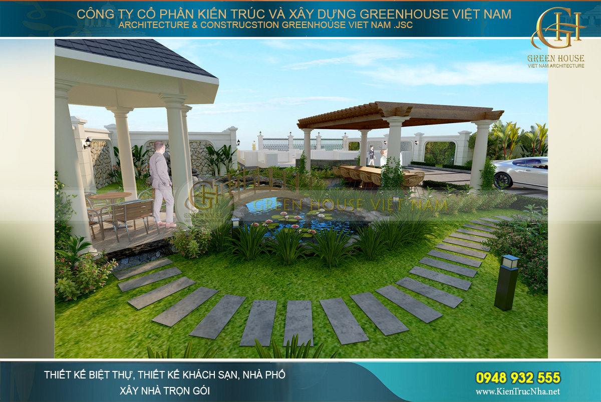 thiết kế sân vườn biệt thự tại bắc giang