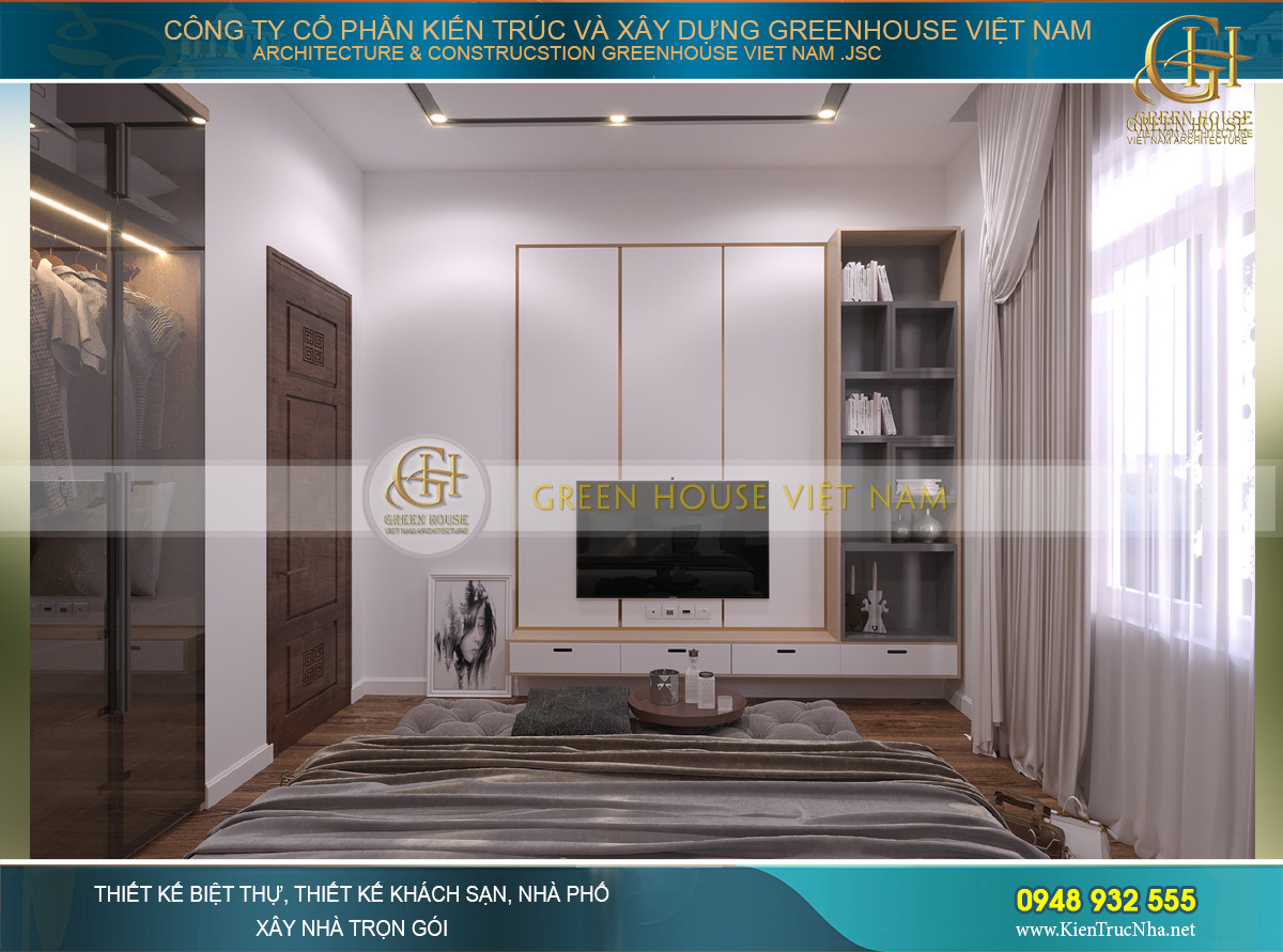 Phòng ngủ dự phòng được thiết kế với vẻ đẹp vừa trẻ trung vừa lịch lãm