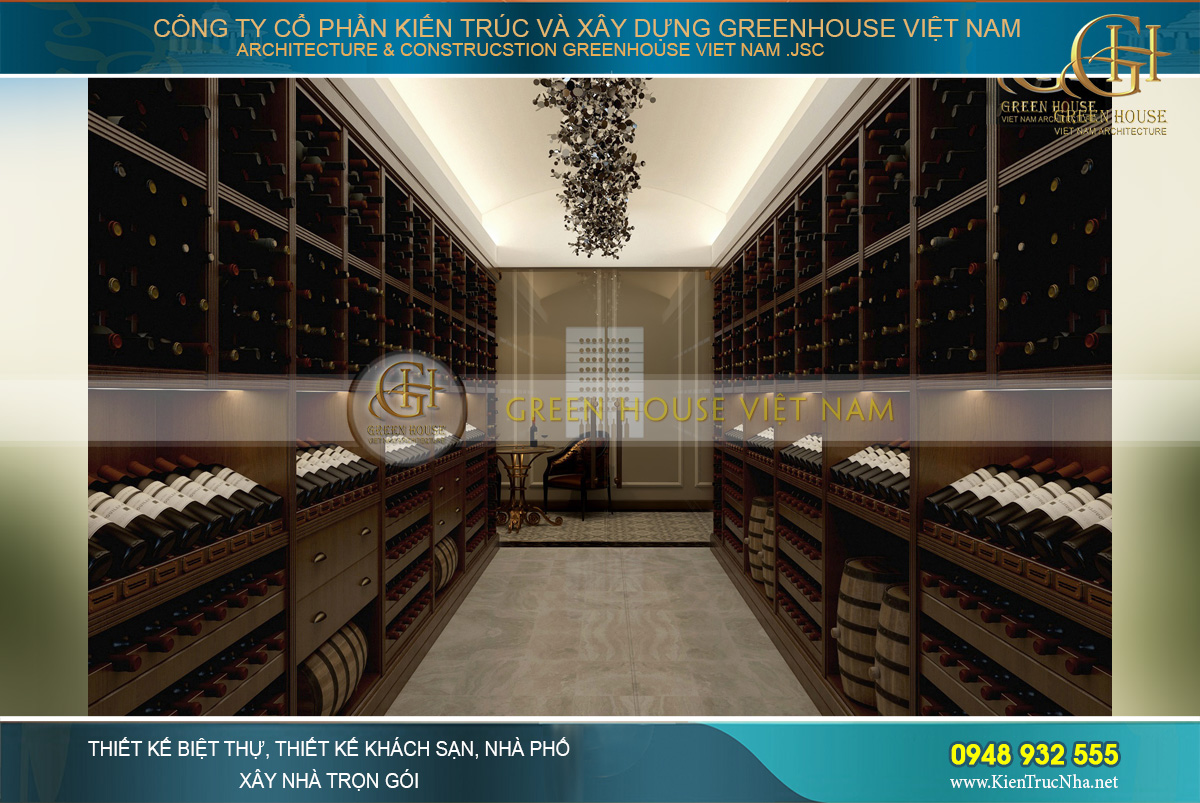 Giá đựng rượu được làm từ gỗ với các khung phân chia rõ ràng để việc cất giữ dễ dàng hơn