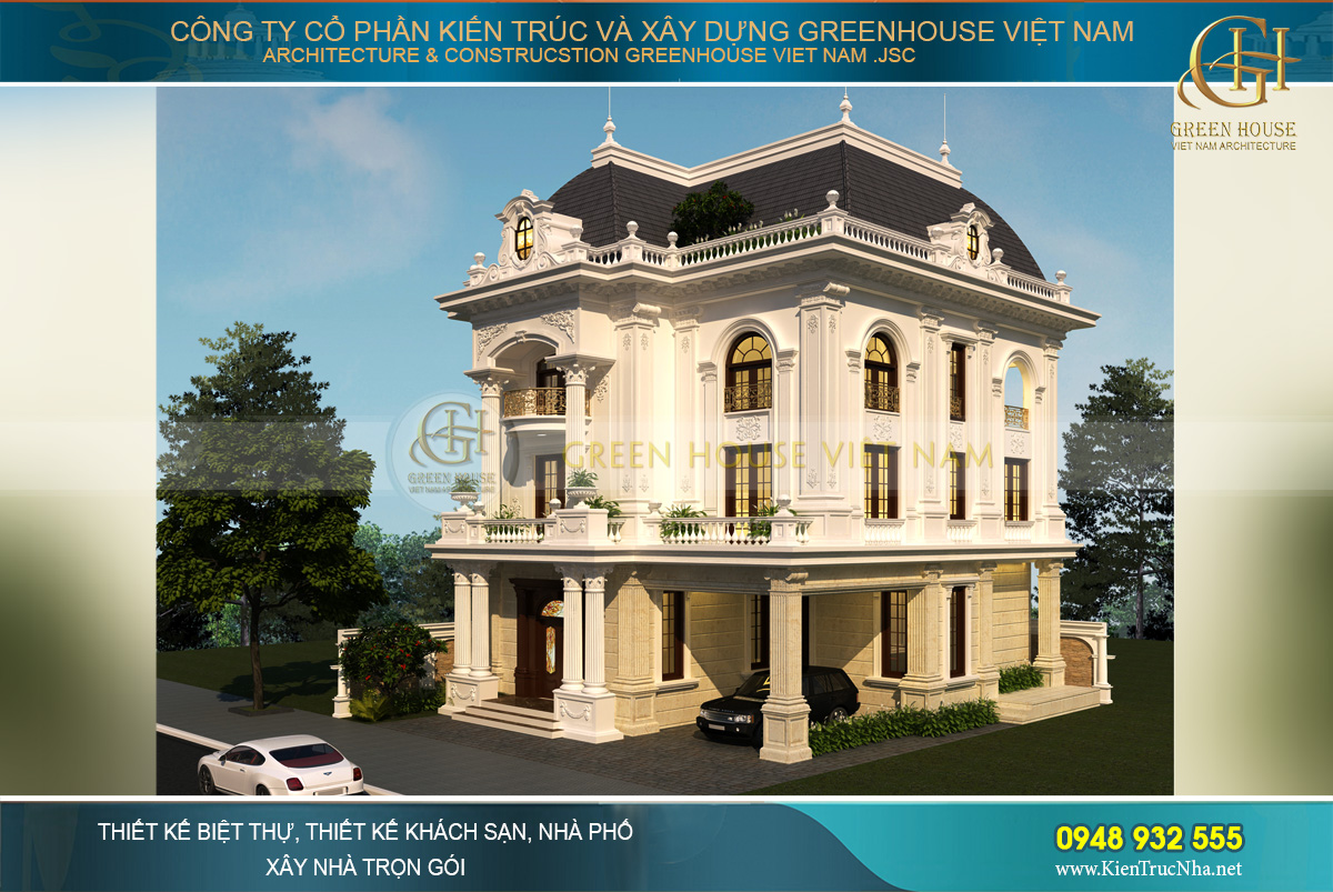 mẫu biệt thự 3 tầng tân cổ điển bắc giang