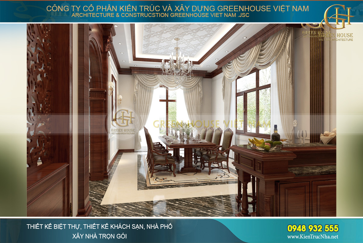 nội thất tân cổ điển cho biệt thự 3 tầng