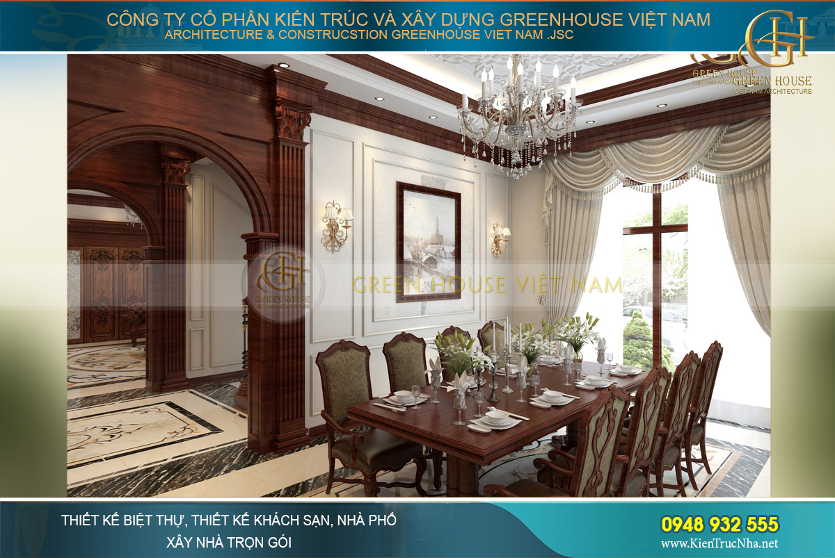nội thất tân cổ điển cho biệt thự 3 tầng
