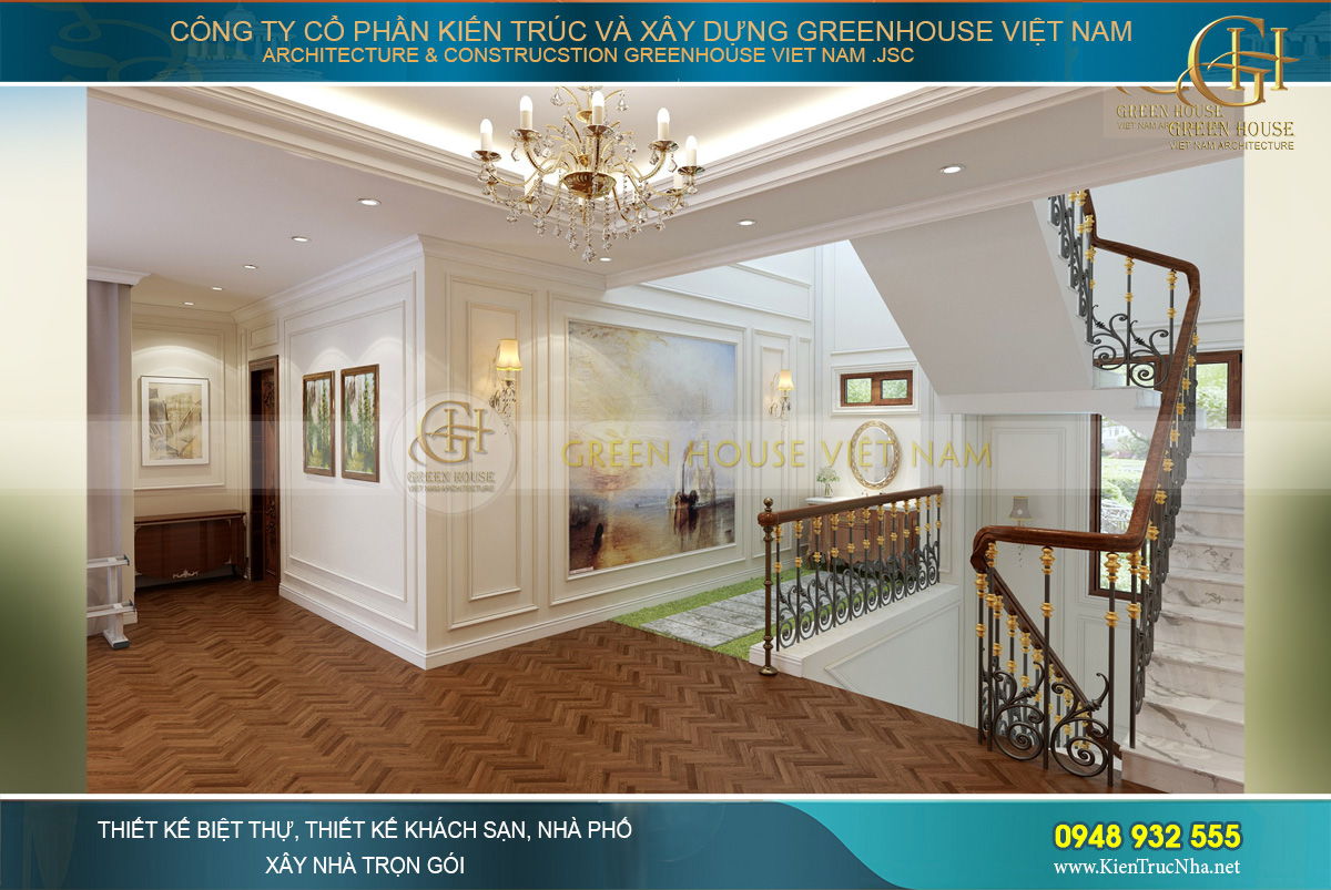 nội thất tân cổ điển cho biệt thự 3 tầng