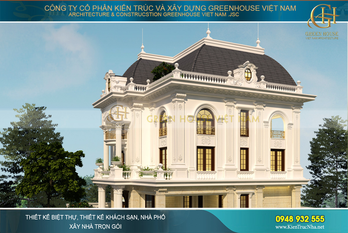 mẫu biệt thự 3 tầng tân cổ điển bắc giang