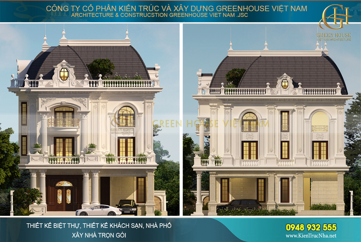 mẫu biệt thự 3 tầng tân cổ điển bắc giang