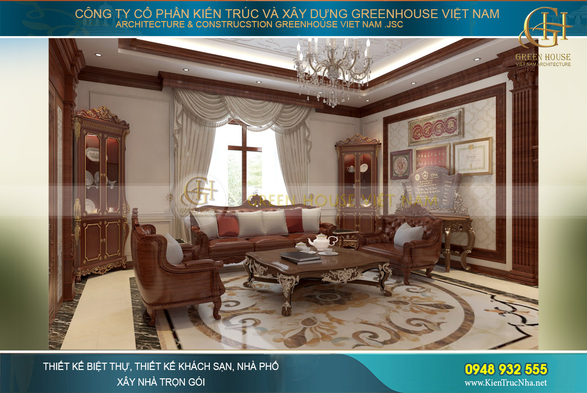 nội thất tân cổ điển cho biệt thự 3 tầng