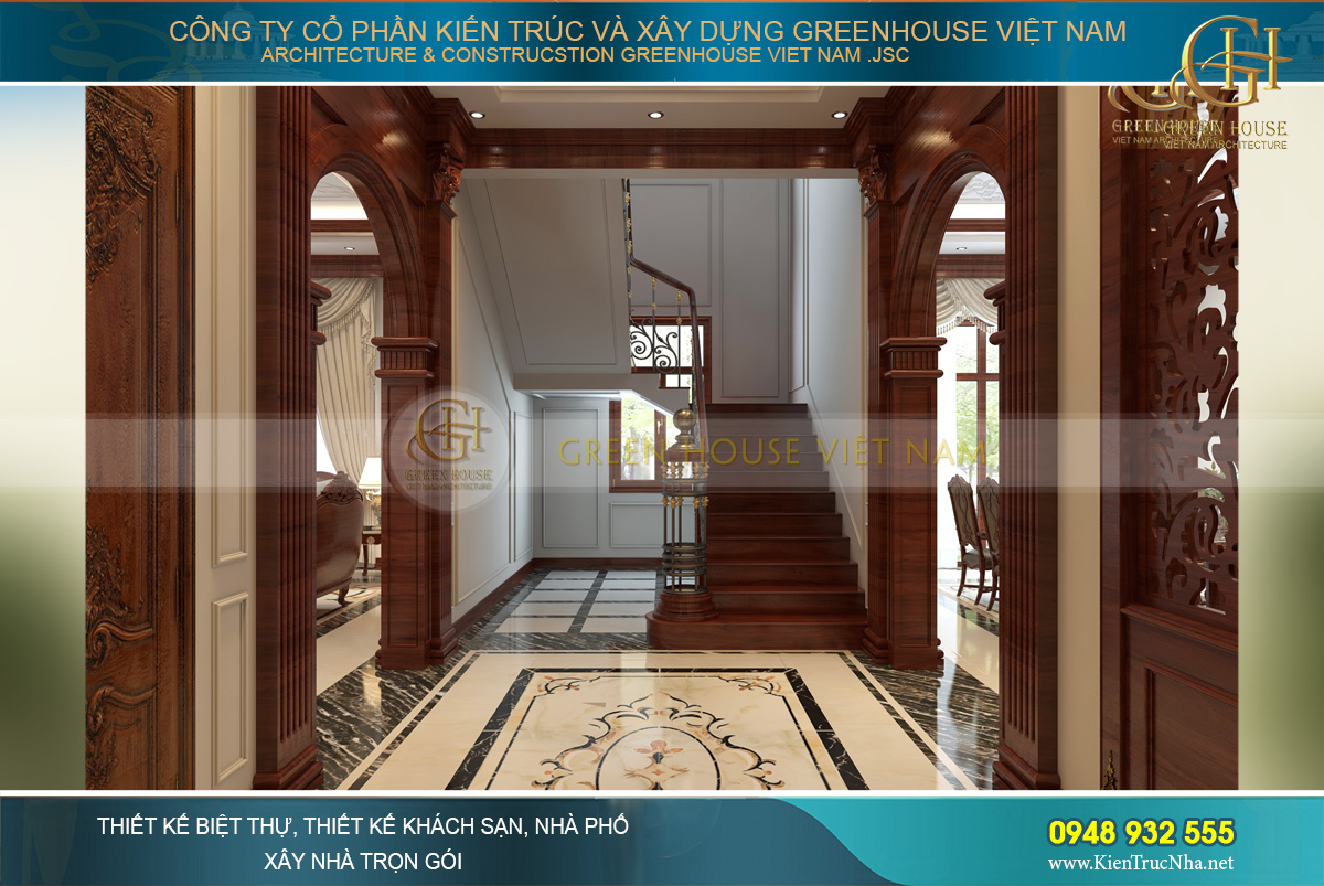 nội thất tân cổ điển cho biệt thự 3 tầng