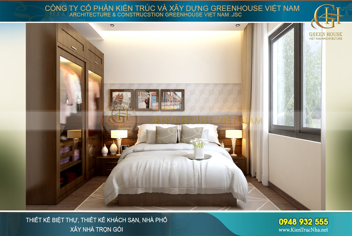 Thiết kế nội thất phòng ngủ có sự giao thoa với lối thiết kế tối giản của Nhật Bản