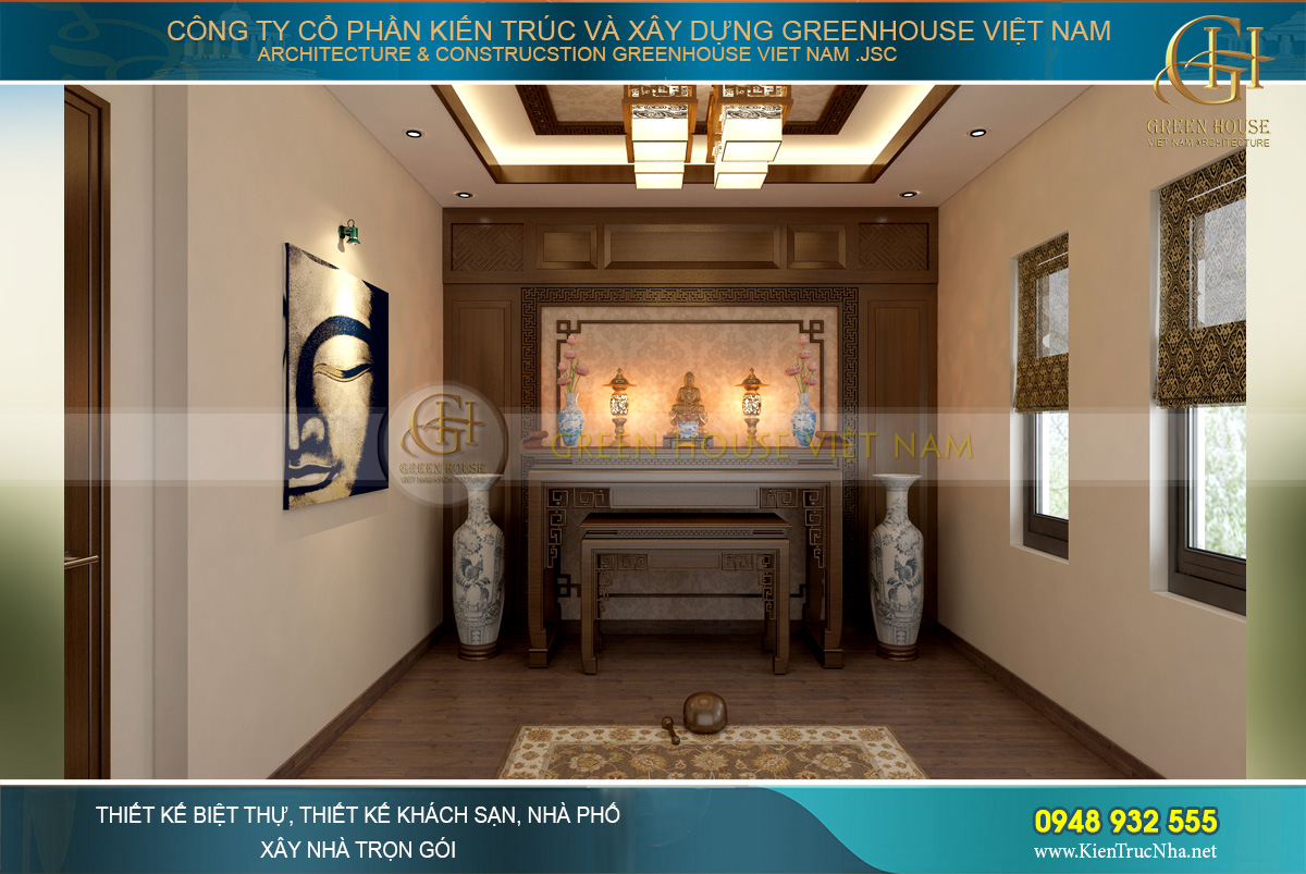 Thiết kế phòng thờ yên tĩnh, trang nghiêm