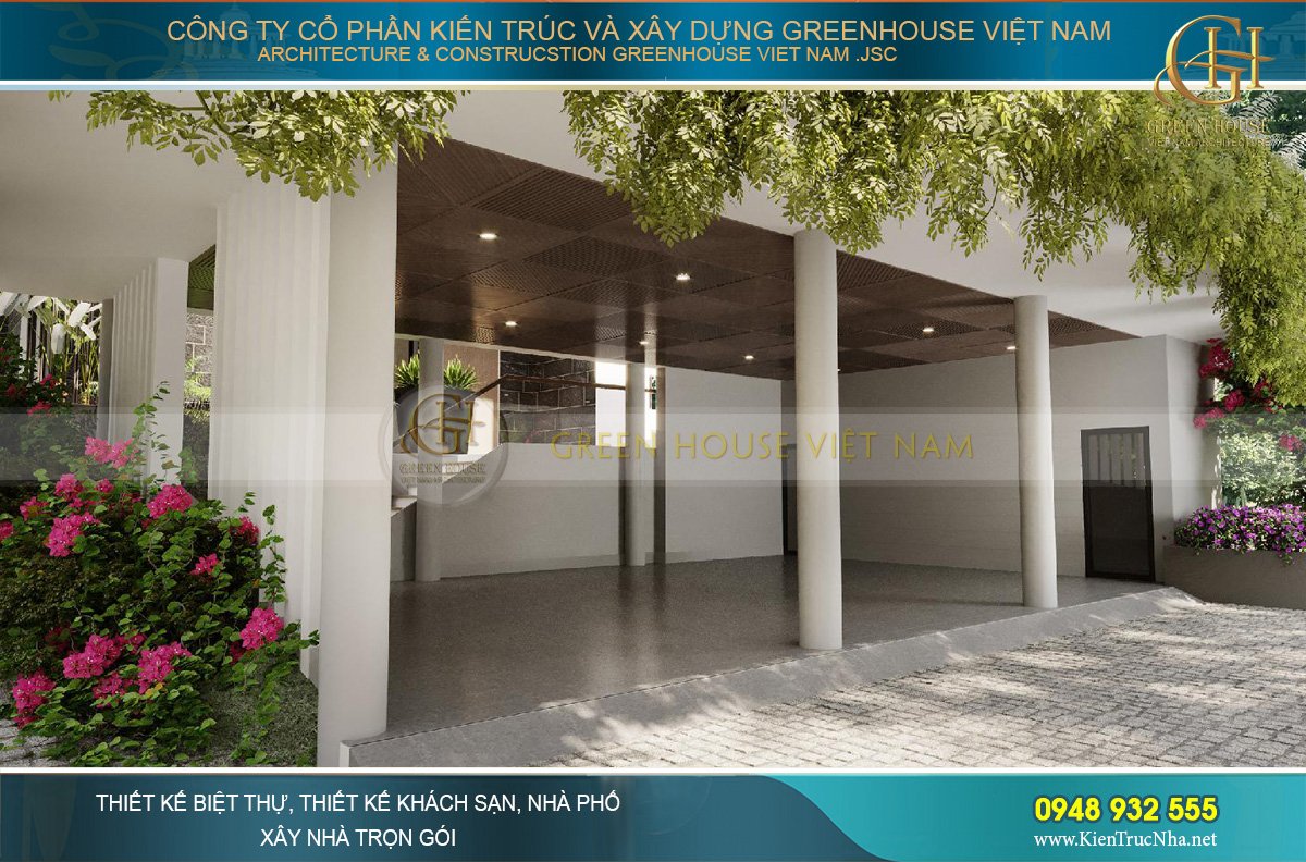 Cây xanh và hoa hiện diện ở mọi nơi trong và ngoài biệt thự