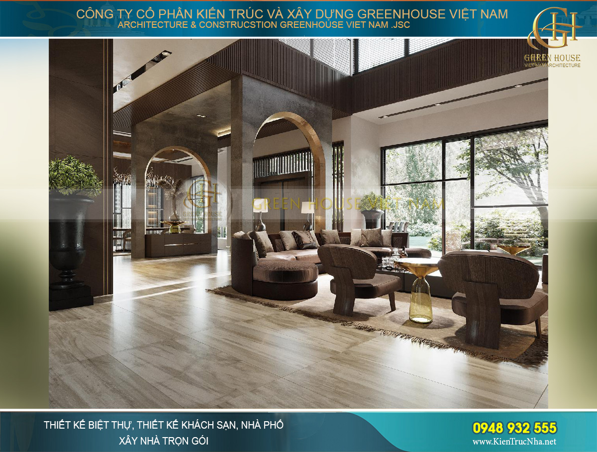 Toàn cảnh thiết kế phòng khách với diện tích rất lớn, 39m2
