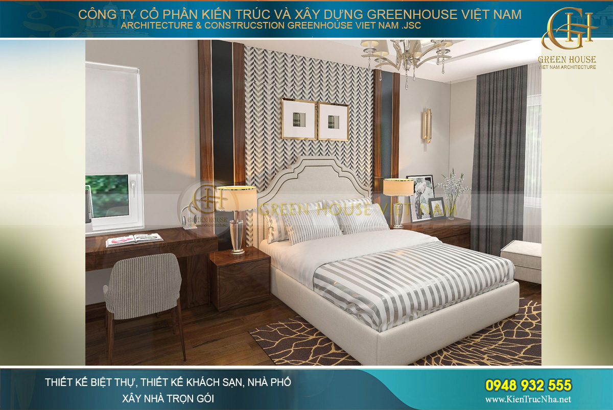 Đây là phòng ngủ của con với khu vực bàn học kê bên cửa sổ đón sáng