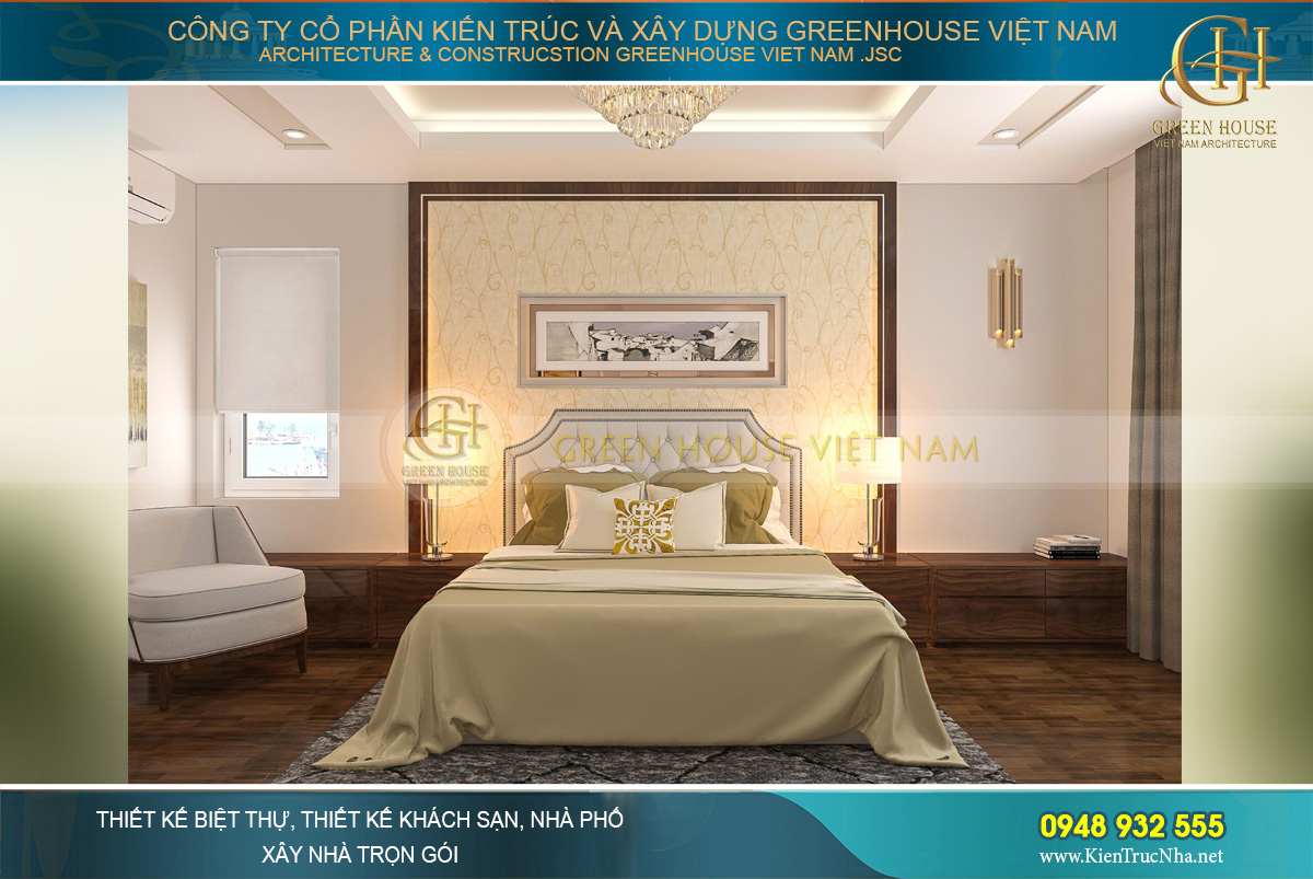 Phòng ngủ số 3 với tone màu nhã nhặn dành cho người lớn tuổi