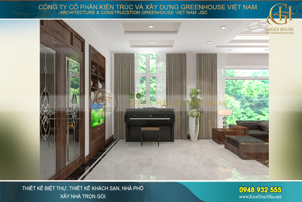 Khu vực chơi đàn piano theo sở thích của gia chủ