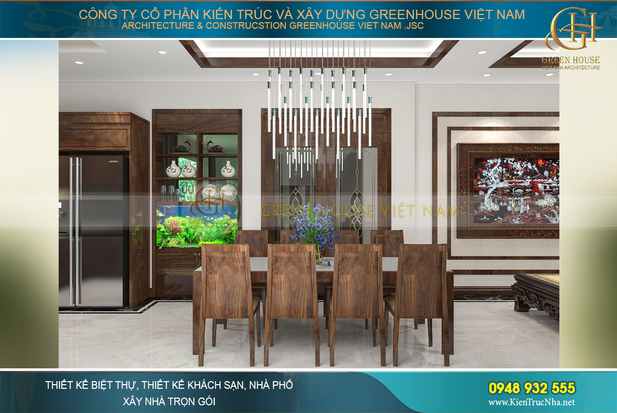 Bộ bàn ăn 8 ghế bằng gỗ tự nhiên với kiểu dáng đơn giản, nhẹ nhàng