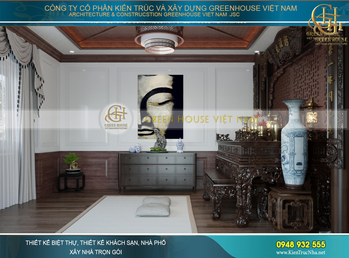 Không gian rộng để gia đình tổ chức thờ cúng thuận tiện hơn