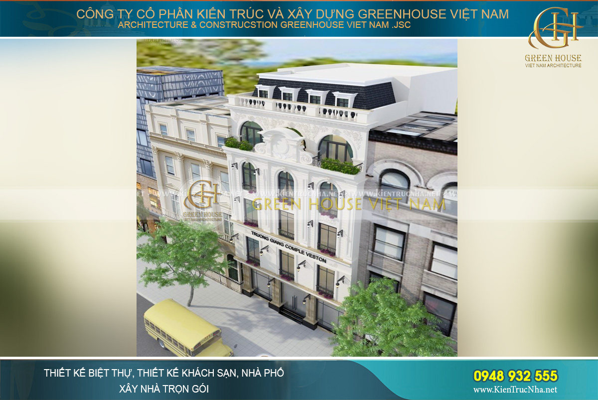 Thiết kế nhà tân cổ điển đẹp và nổi bật so với các kiến trúc xung quanh