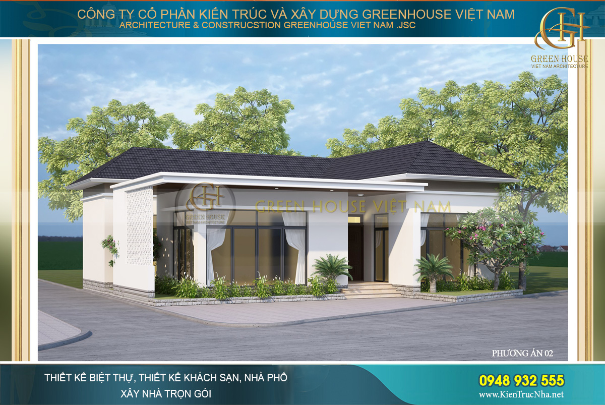 Thiết kế biệt thự 1 tầng kiến trúc hiện đại đẹp mê ly tại Bắc Giang