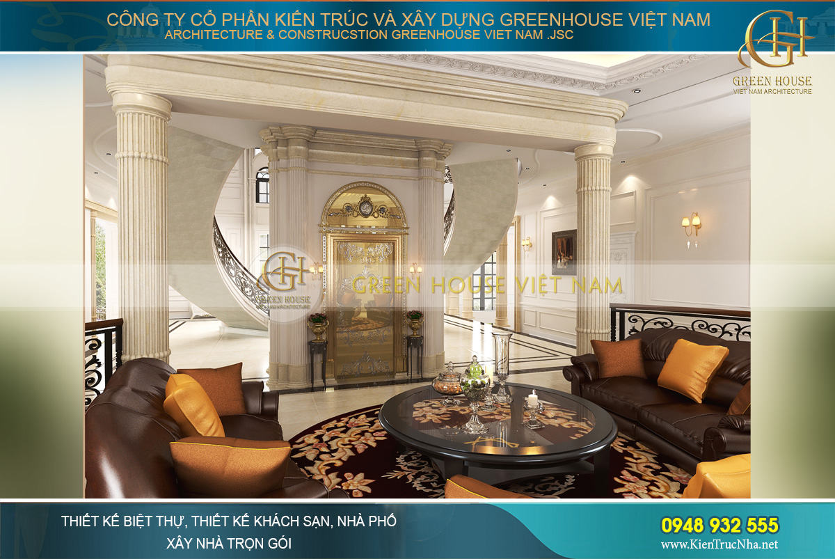 Sắc vàng nâu là đặc trưng trong thiết kế nội thất cổ điển Pháp