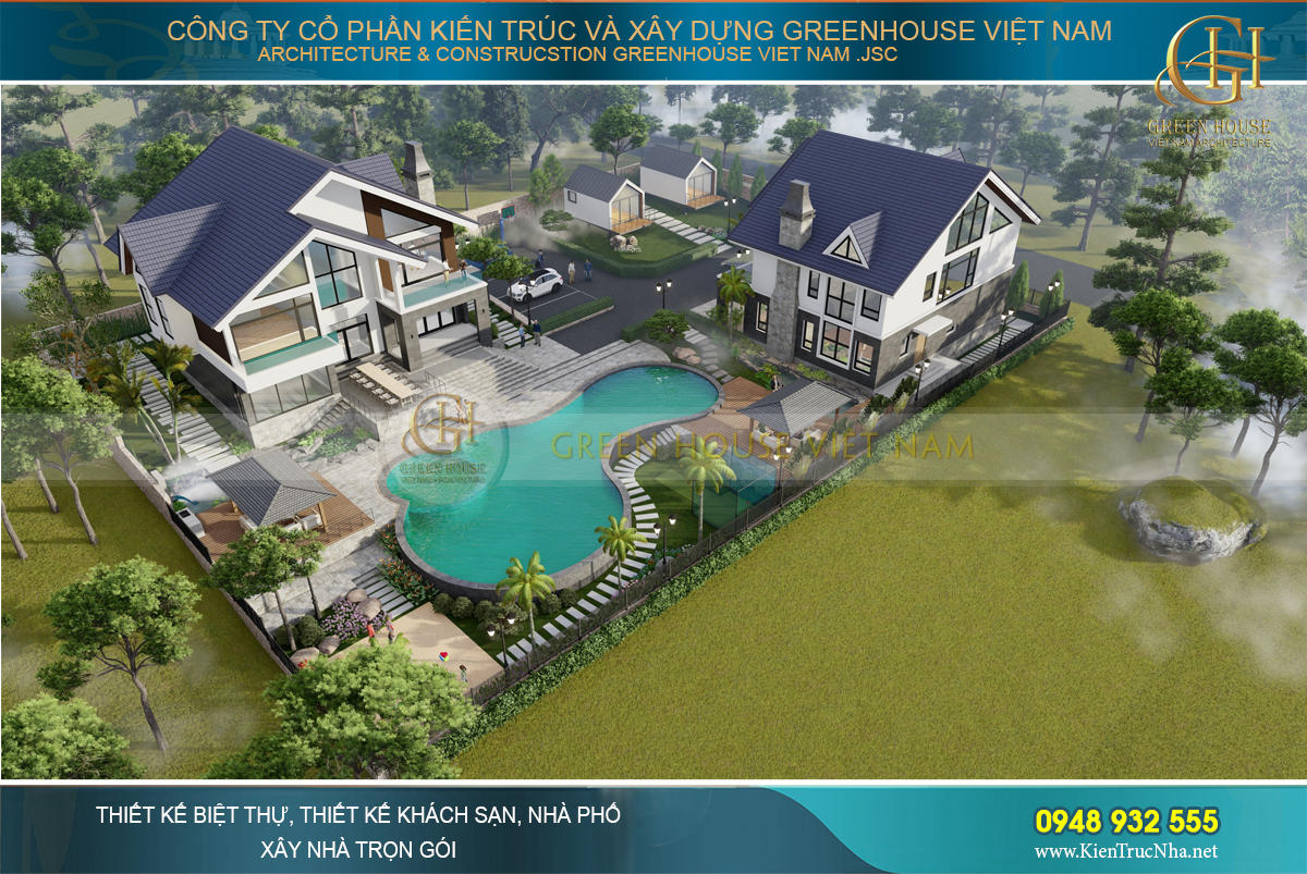 Thiết kế biệt thự sân vườn đẹp, thu hút tại Sóc Sơn