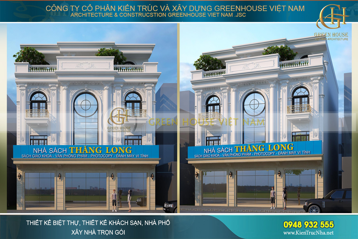 Mẫu thiết kế nhà phố kết hợp kinh doanh phong cách tân cổ điển sang trọng, đẳng cấp