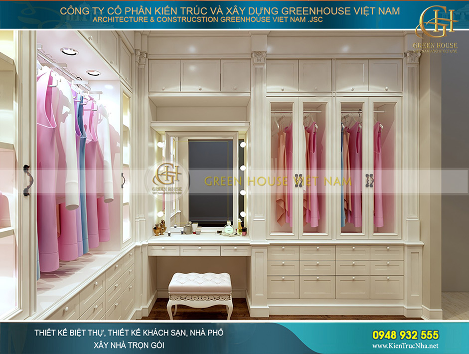 Không gian phòng để đồ đầy sang trọng và cao cấp