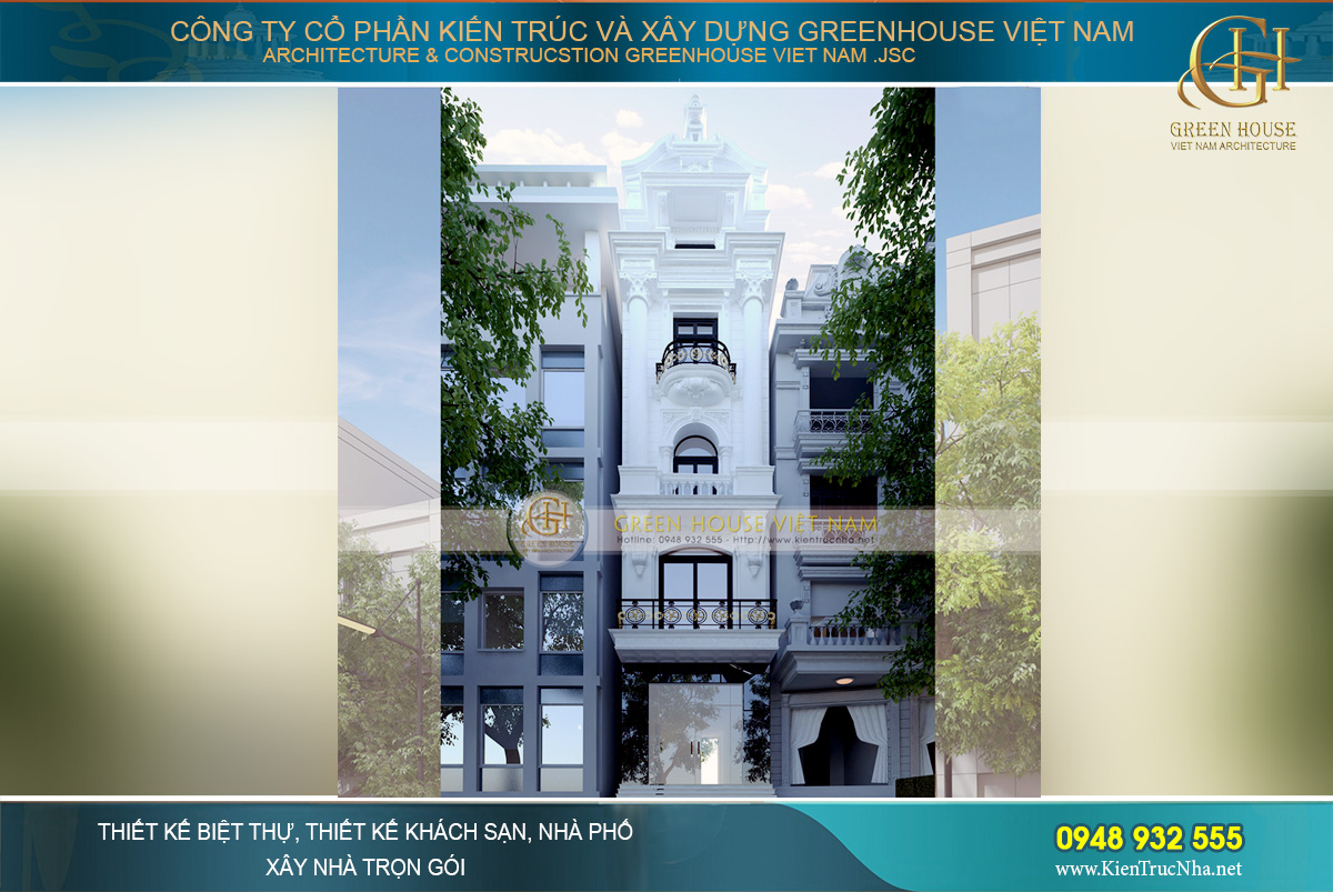 Mẫu nhà phố phong cách tân cổ điển đẹp thanh lịch và nổi bật