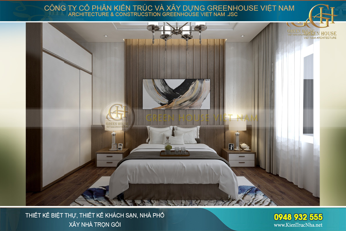Phòng ngủ số 3 với phong cách phối màu monotone lịch lãm