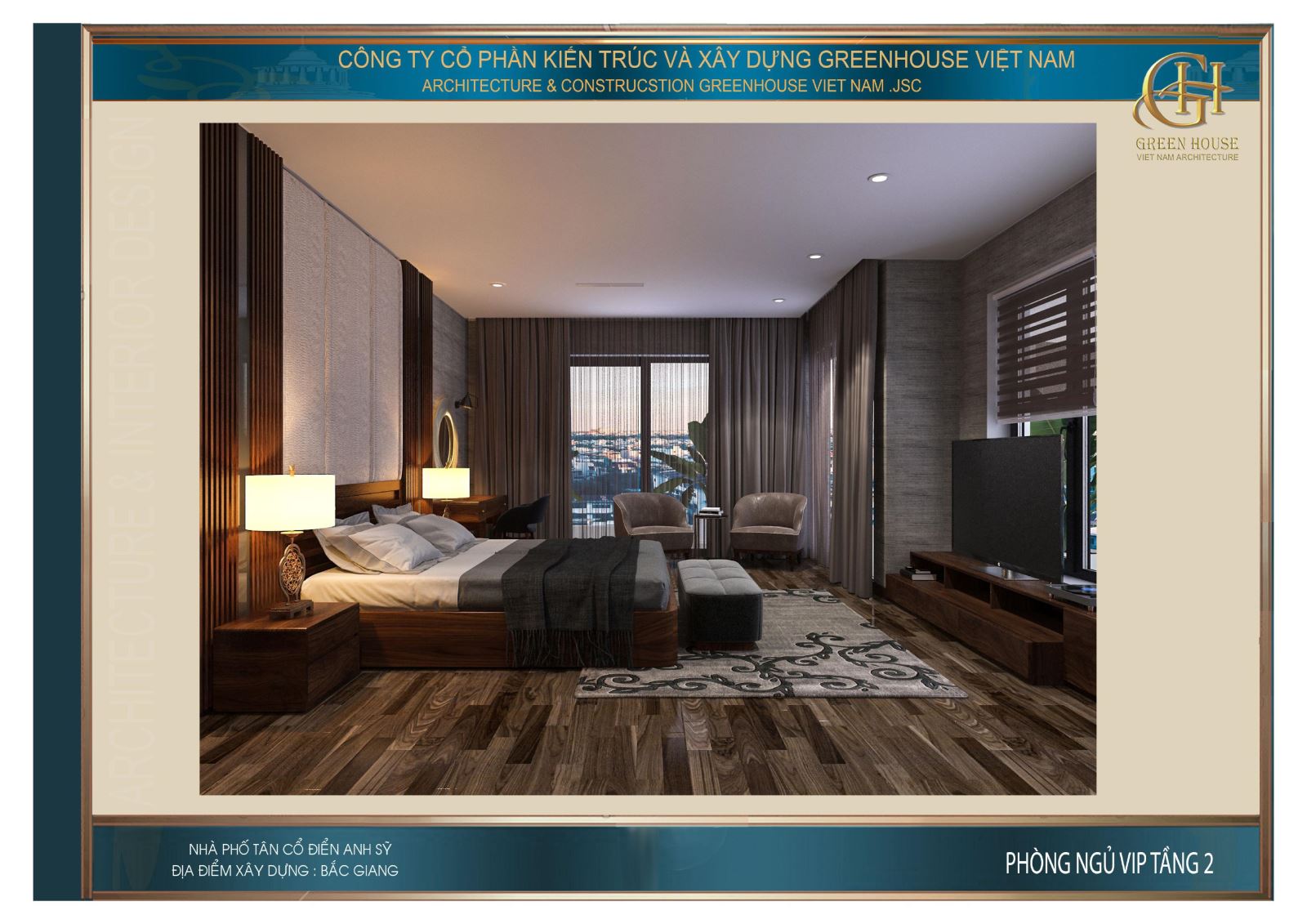 Phòng ngủ VIP của biệt thư hiện đại 3 tầng