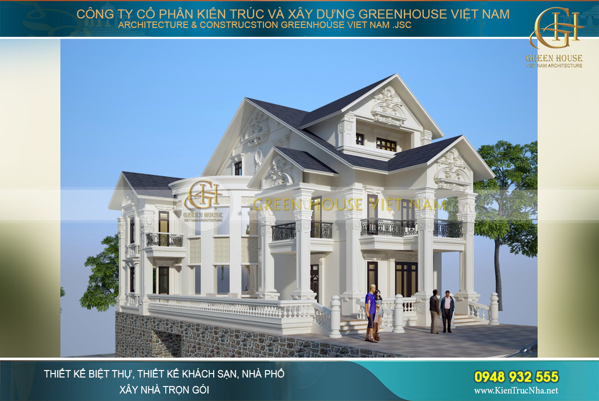 Thiết kế biệt thự tân cổ điển 3 tầng phong cách tân cổ điển đẹp hoàn mỹ đến từng chi tiết