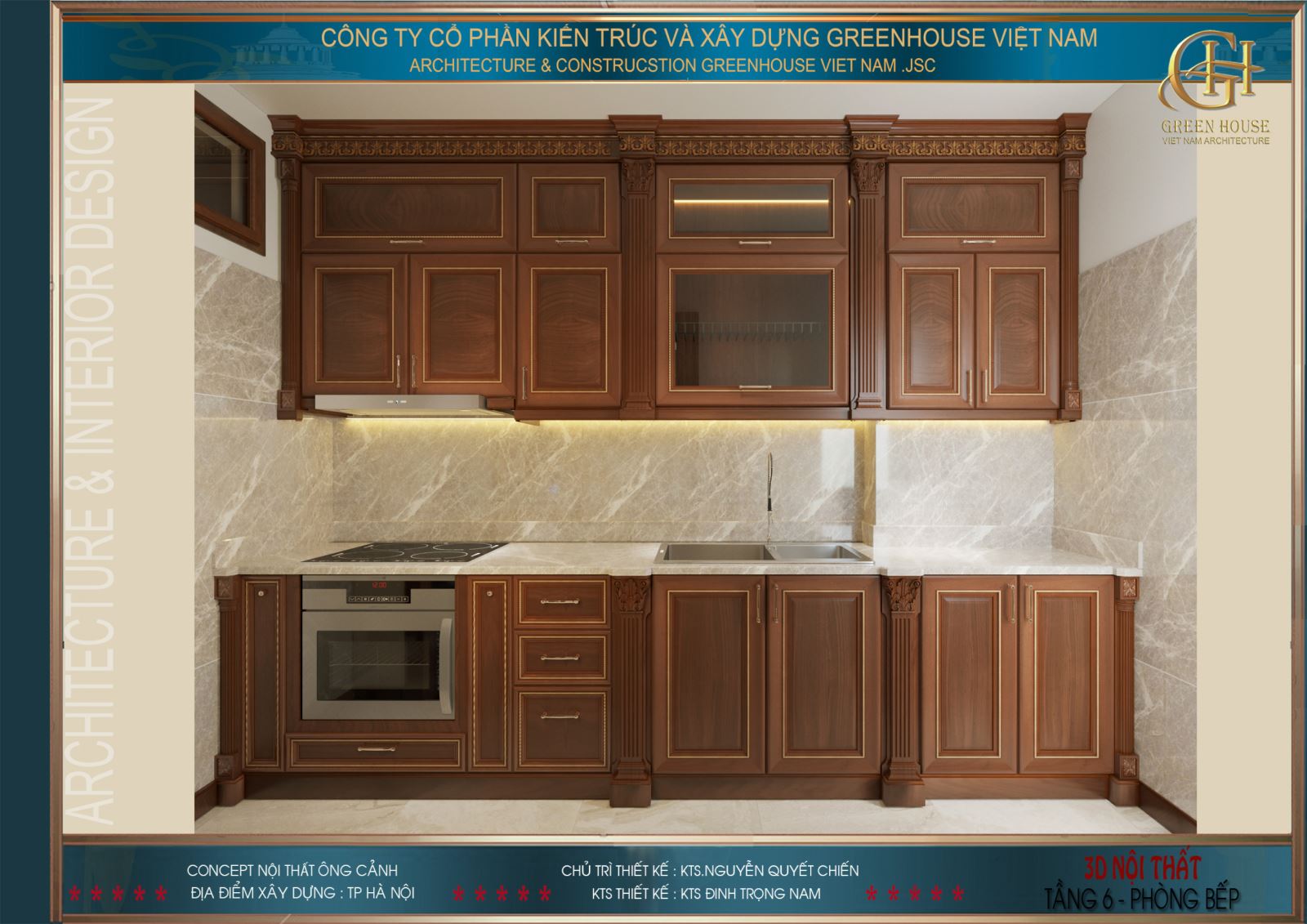 Không gian phòng bếp được thiết kế đơn giản hơn