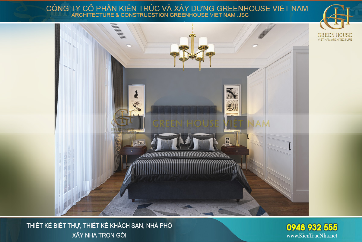 Phòng ngủ con trai với tone màu lịch lãm, nam tính