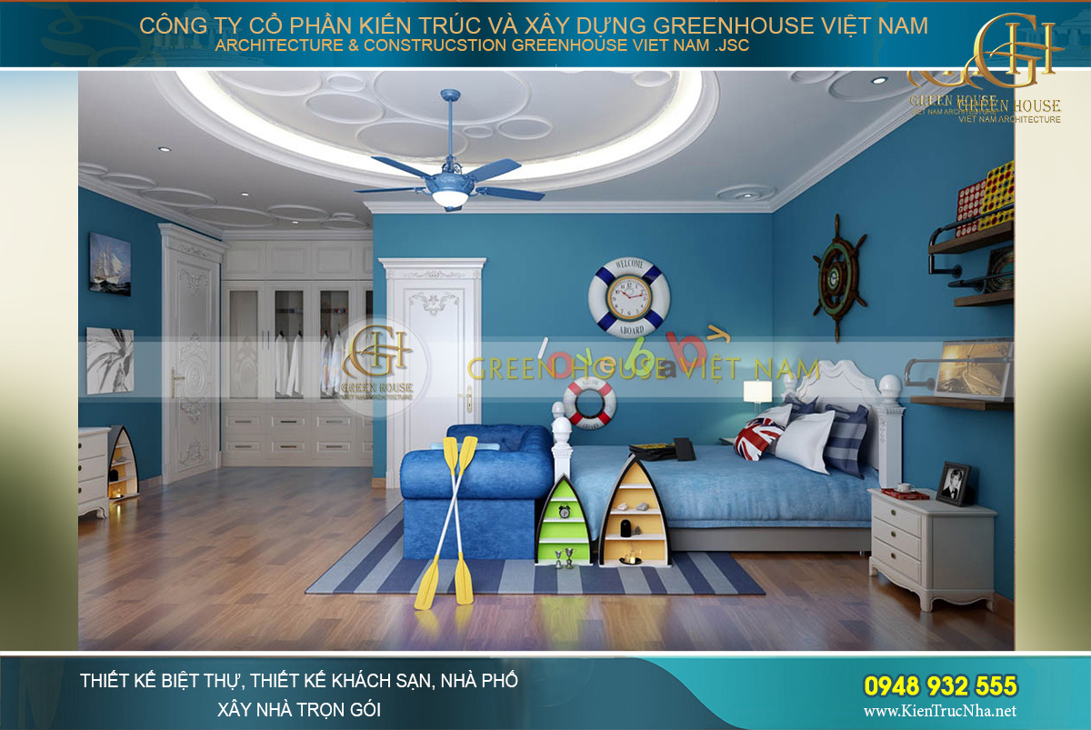 Những món đồ trang trí thể hiện rõ ước mơ này như đồng hồ phao bơi, phù điêu bánh lái hay gối cờ