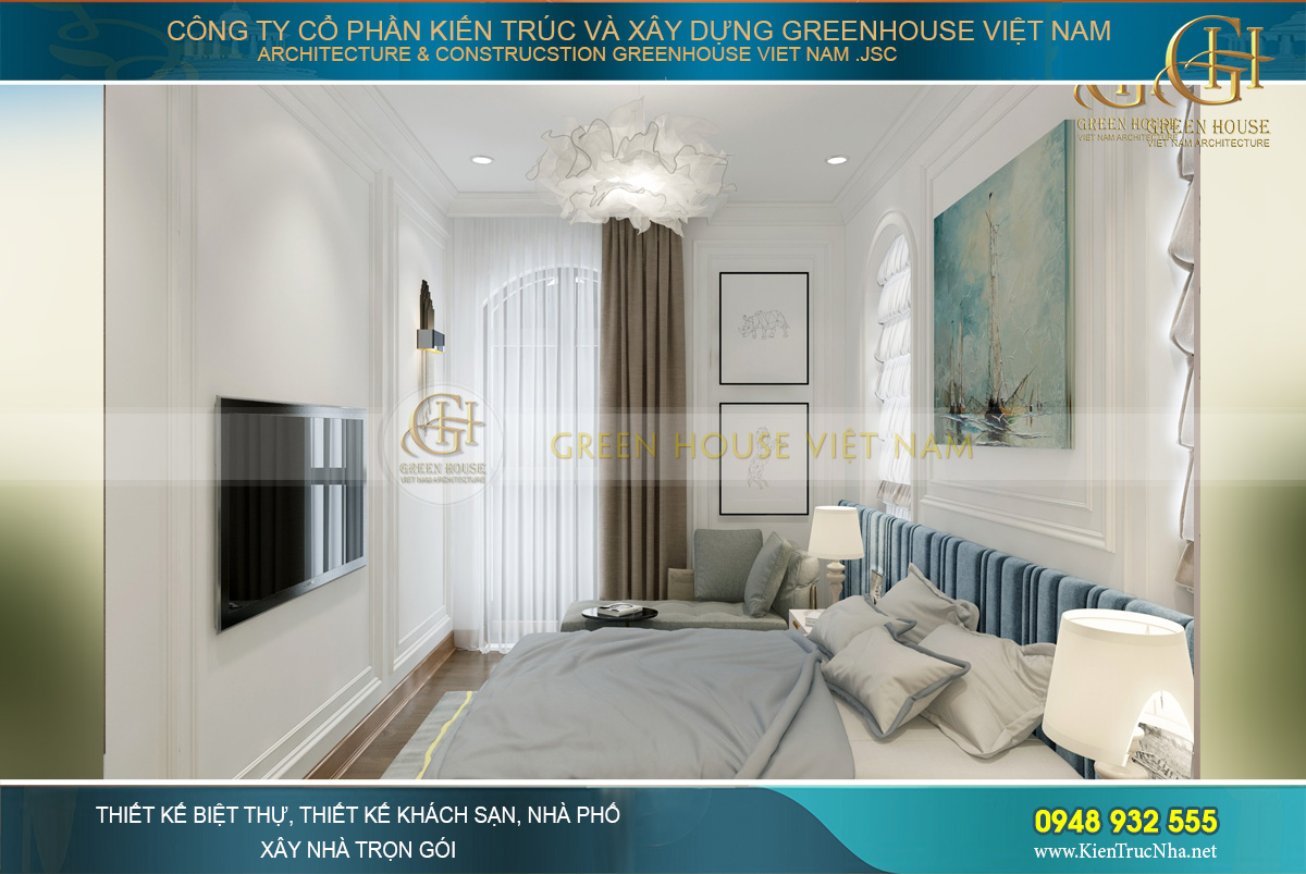 Không gian mang một sắc xanh nhẹ nhàng thư thái