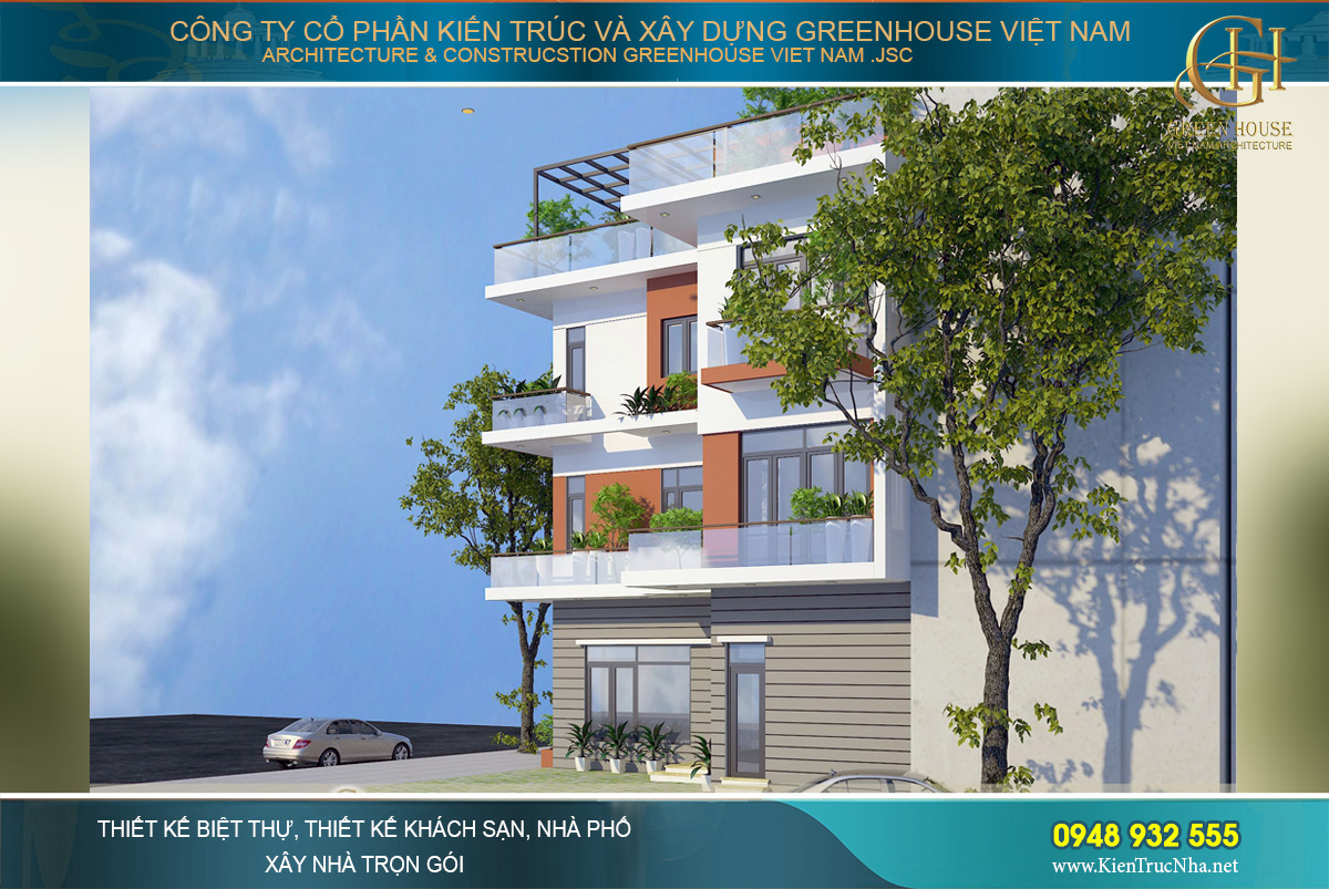 Kiến trúc thò thụt được xử lý rất khéo, tạo được giá trị thẩm mỹ cao cho công trình