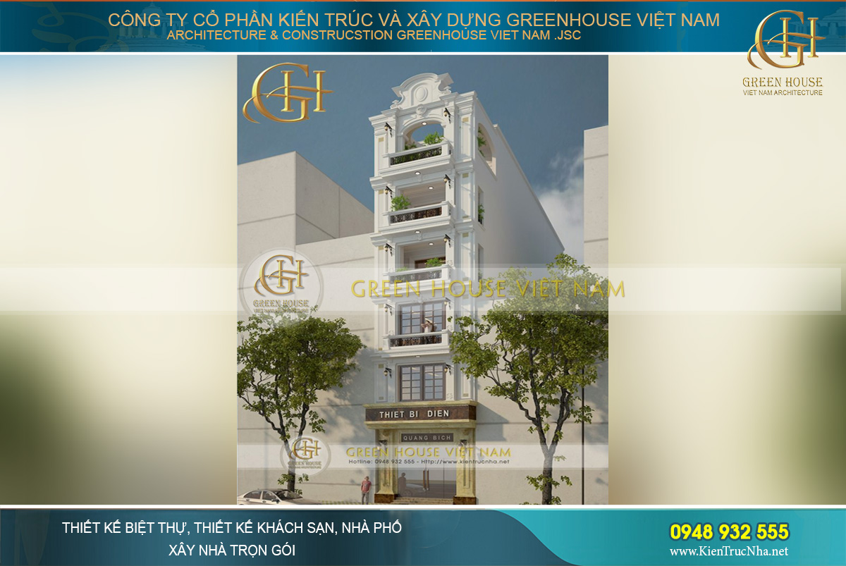 Duyên dáng và đẳng cấp chính là mẫu thiết kế nhà phố 5 tầng tân cổ điển