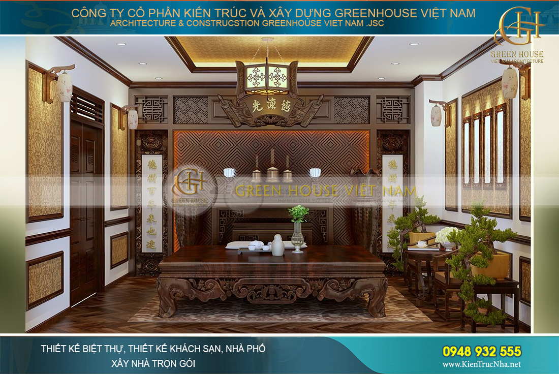 Mẫu thiết kế phòng thờ tân cổ điển sang trọng nhất, chuẩn phong thủy