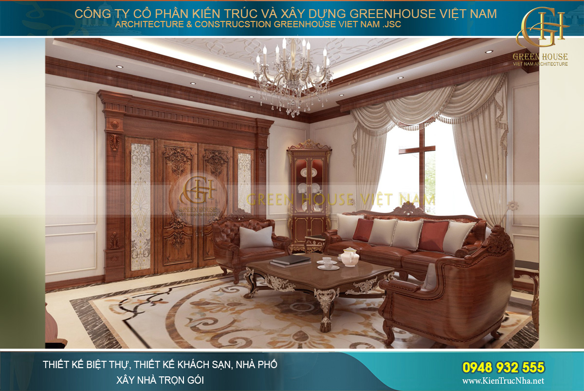 Bộ sofa cao cấp bọc da nâu giả vân gỗ sang trọng