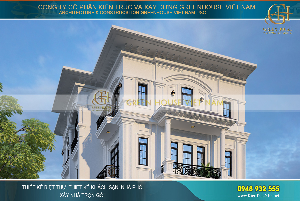 Hệ mái bằng với những đường diềm trang trí tinh xảo