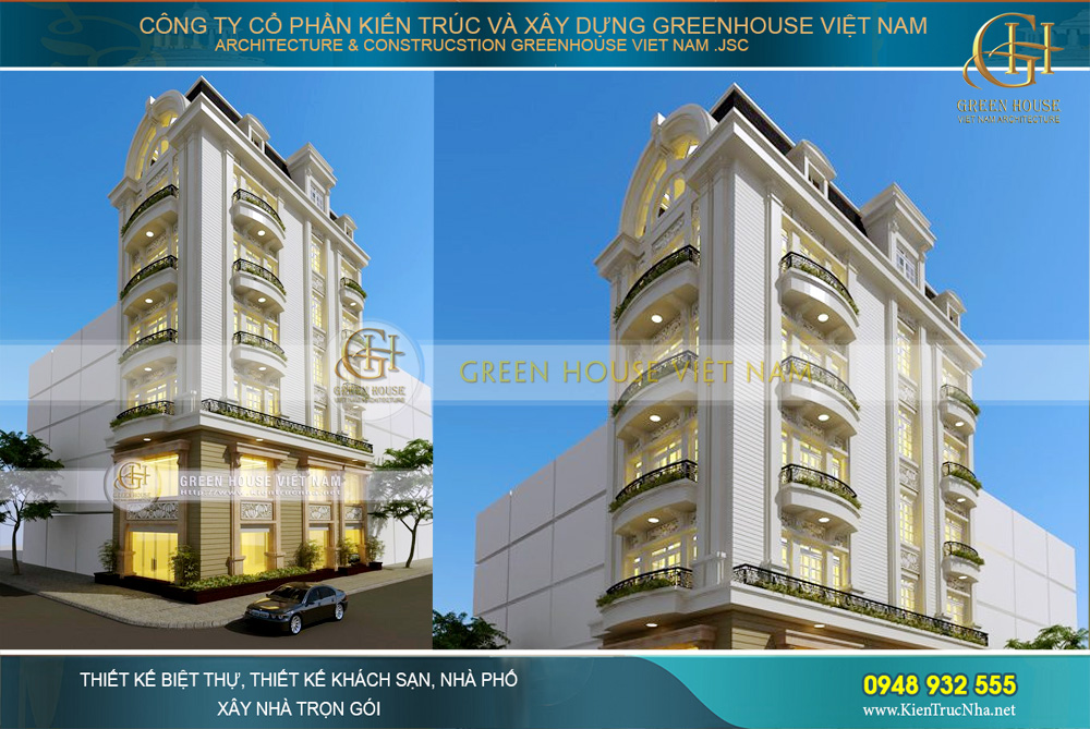 Mẫu thiết kế nhà phố giả biệt thự tân cổ điển 6 tầng đẹp lộng lẫy tại Đà Nẵng
