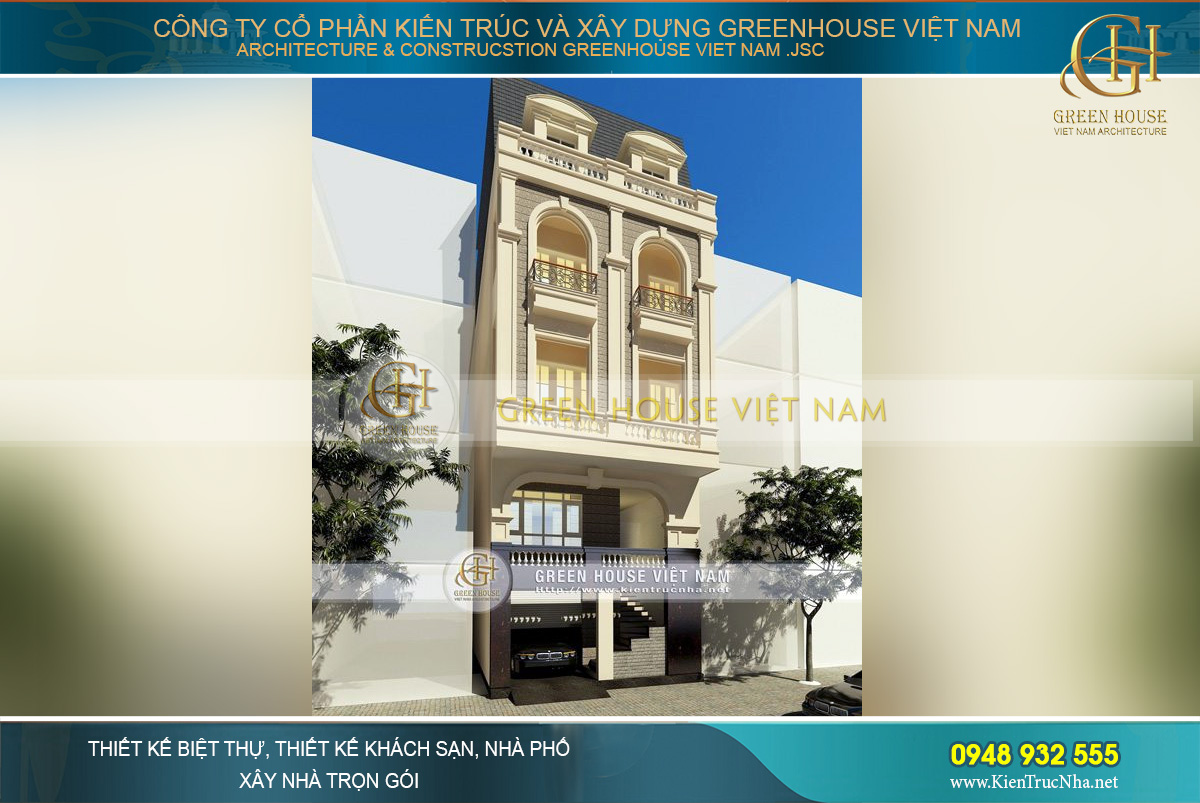 Thiết kế nhà phố giả biệt thự phong cách tân cổ điển cao sang quyền quý