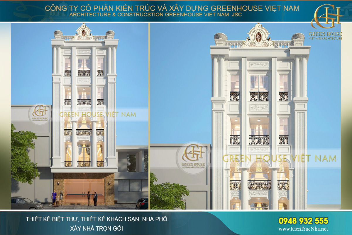 Thiết kế nhà phố theo phong cách biệt thự tân cổ điển Pháp đẹp hoa lệ, nổi bật nhất