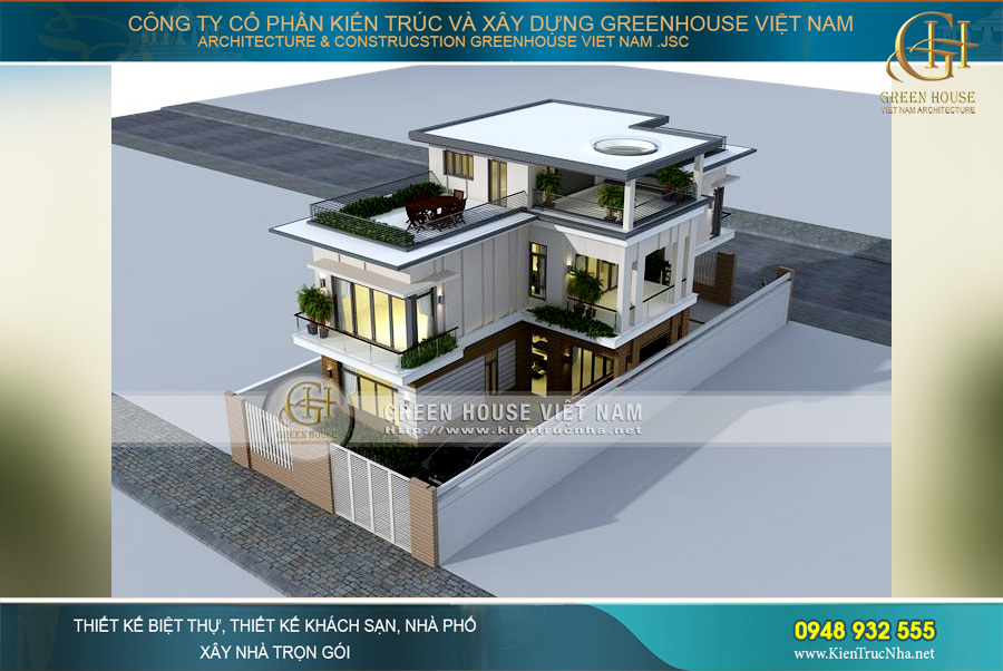 Thiết kế biệt thự hiện đại 3 tầng với đường nét khỏe khoắn cùng vẻ đẹp thời thượng