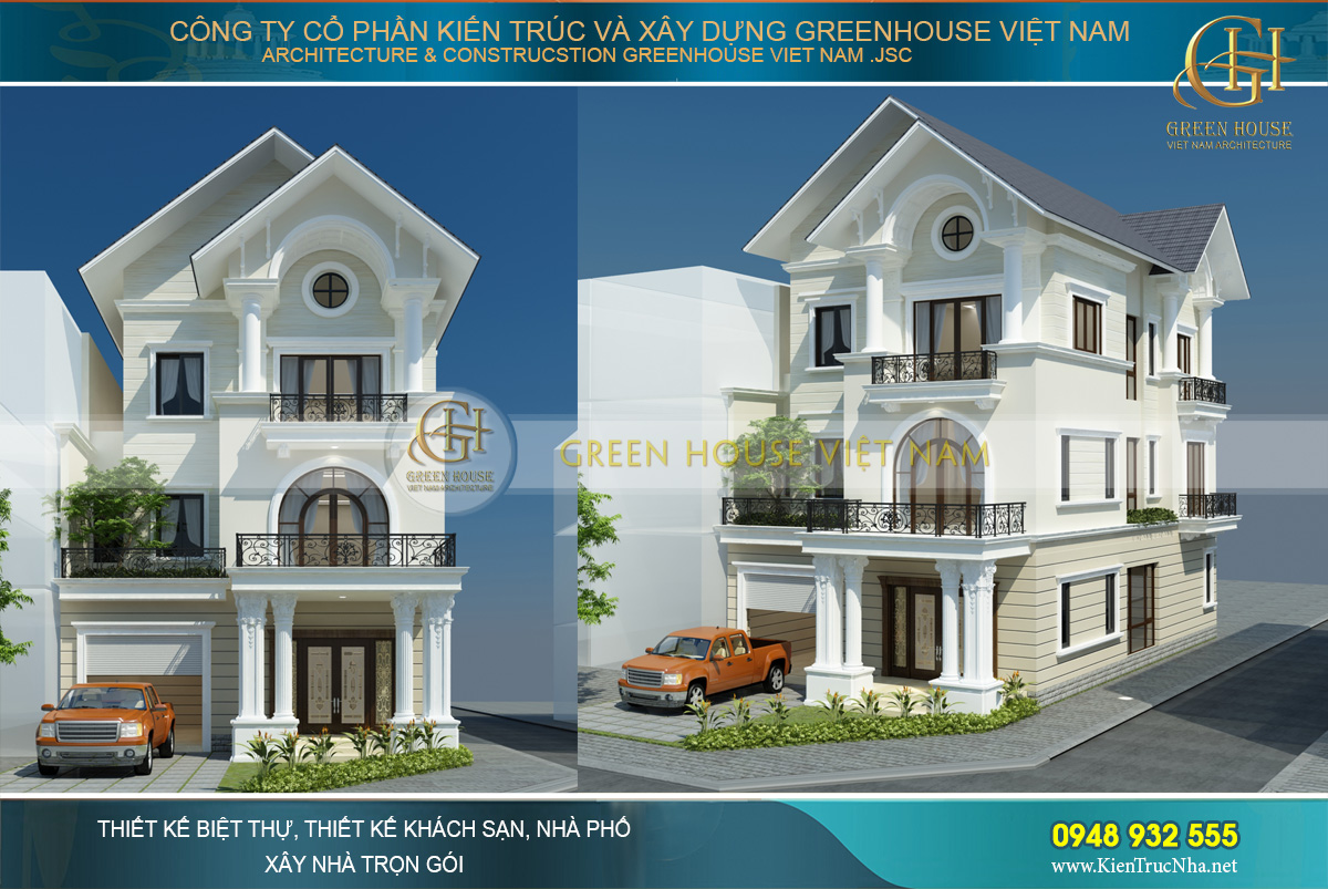 Gam màu sơn trắng mịn màng, tinh khôi mang đến vẻ đẹp trang nhã, thanh lịch cho căn biệt thự
