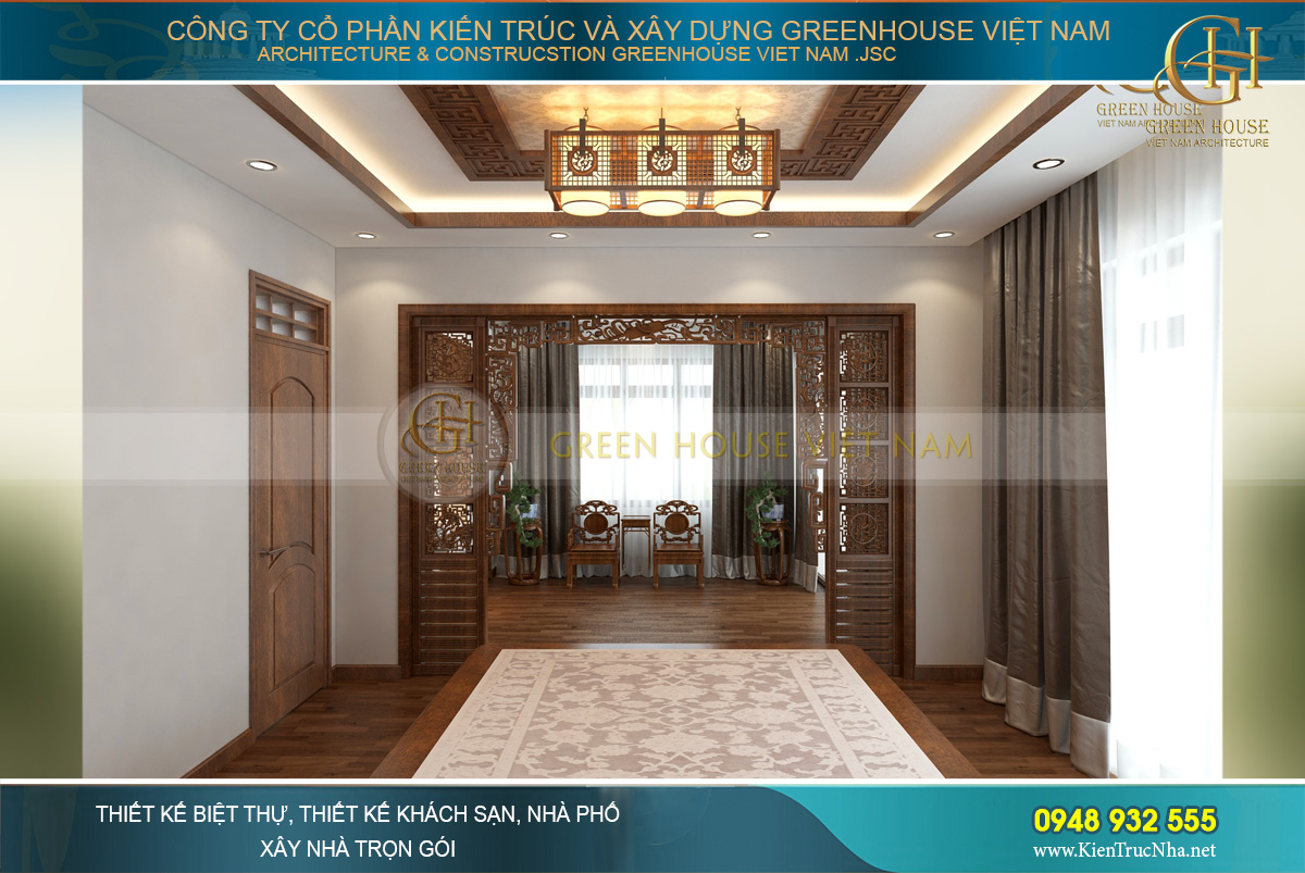 Không gian phòng thờ được lấy sáng bởi bức tường kính lớn