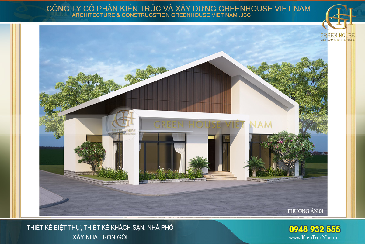 Mẫu biệt thự đẹp 1 tầng mang phong cách hiện đại