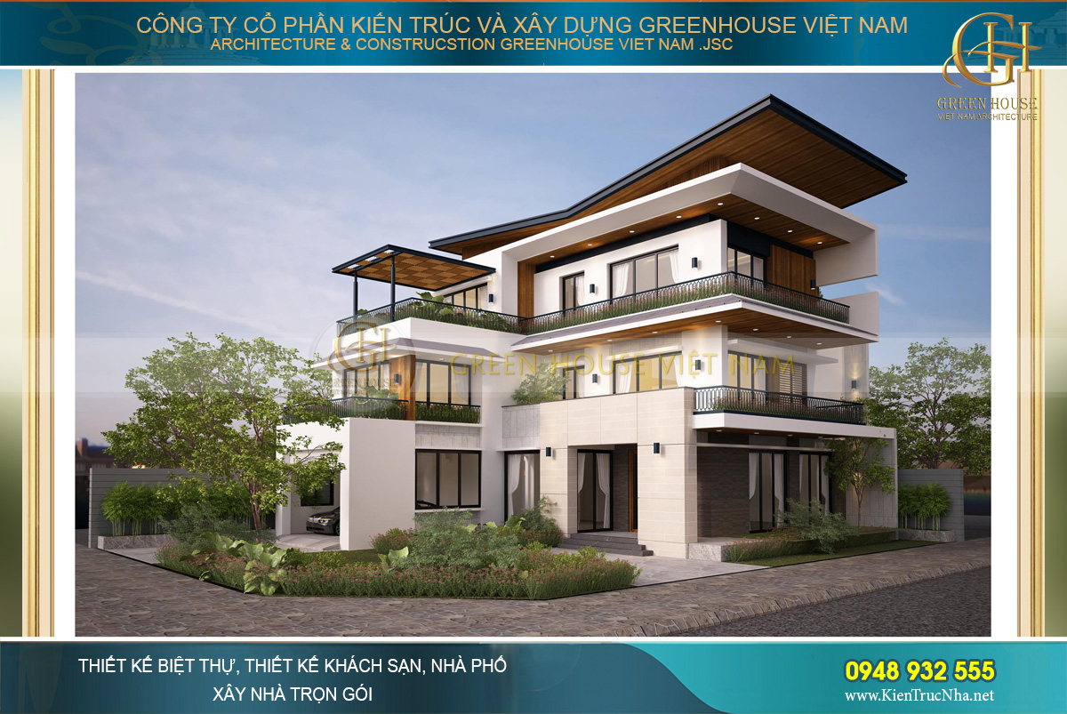 Thiết kế mặt tiền của biệt thự 3 tầng hiện đại với lối kiến trúc táo bạo cùng vẻ đẹp ấn tượng