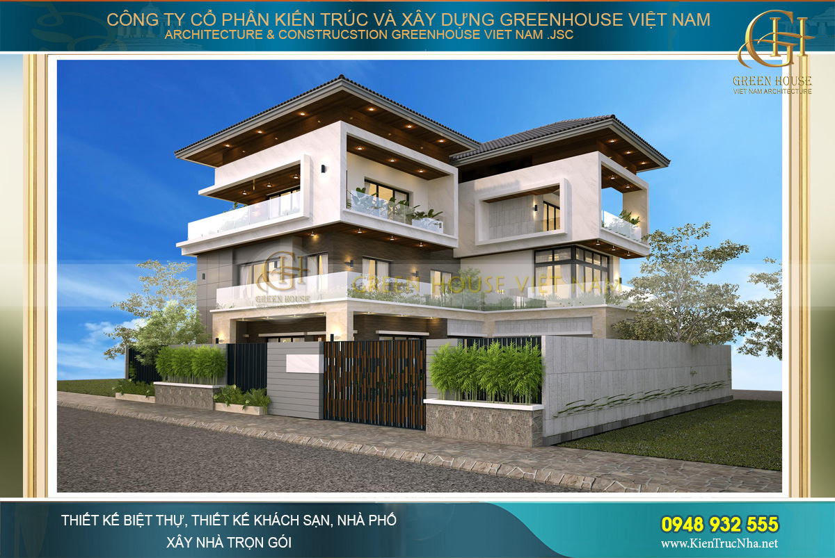 Biệt thự hiện đại 3 tầng sử dụng hệ thống kính mang đến tính thẩm mỹ vô cùng cao