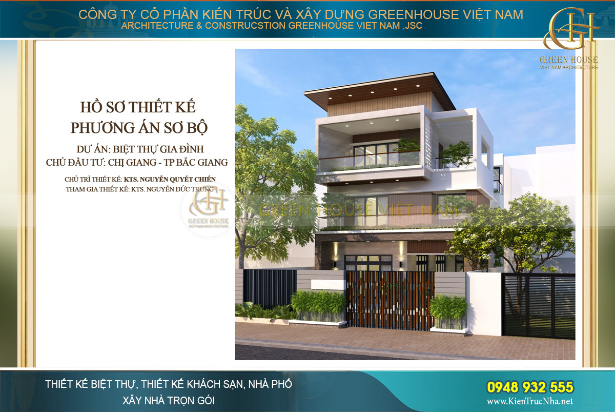 Thiết kế biệt thự 3 tầng phong cách hiện đại sáng tạo tại Bắc Giang