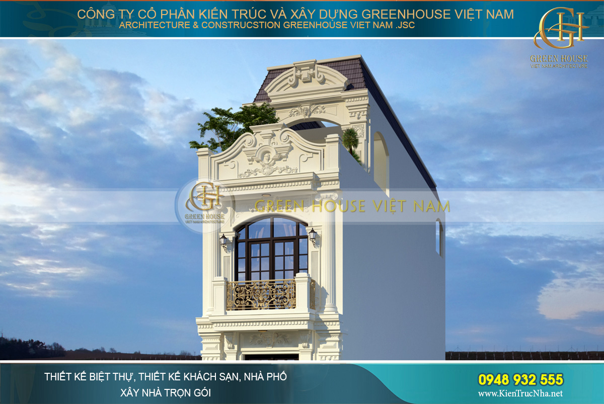 Hệ mái mansard được biến tấu phù hợp với thiết kế nhà phố và yêu cầu của gia chủ